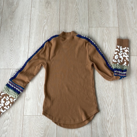 Free People Waffle Thermal Sweater Sleeve Top - Picture 2 of 5